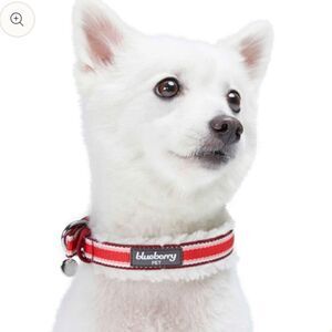Blueberry Pet - Sherpa Fleece Padded Dog Collar - Medium